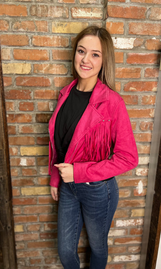 Hot Pink Nashville Fringe Jacket