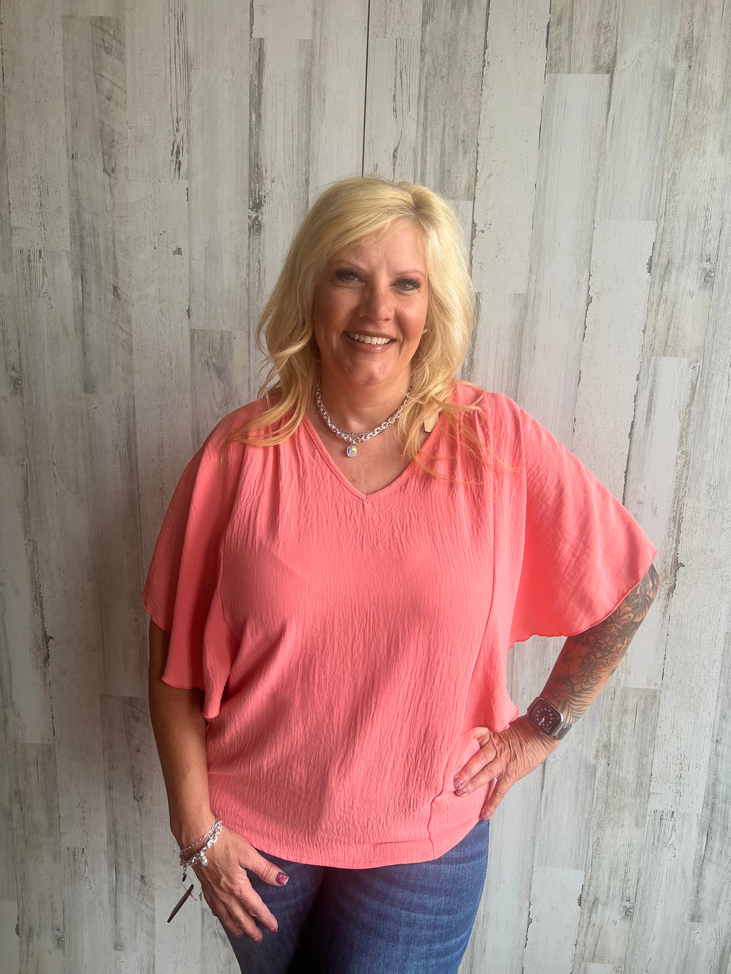 Cassidy Top in Coral