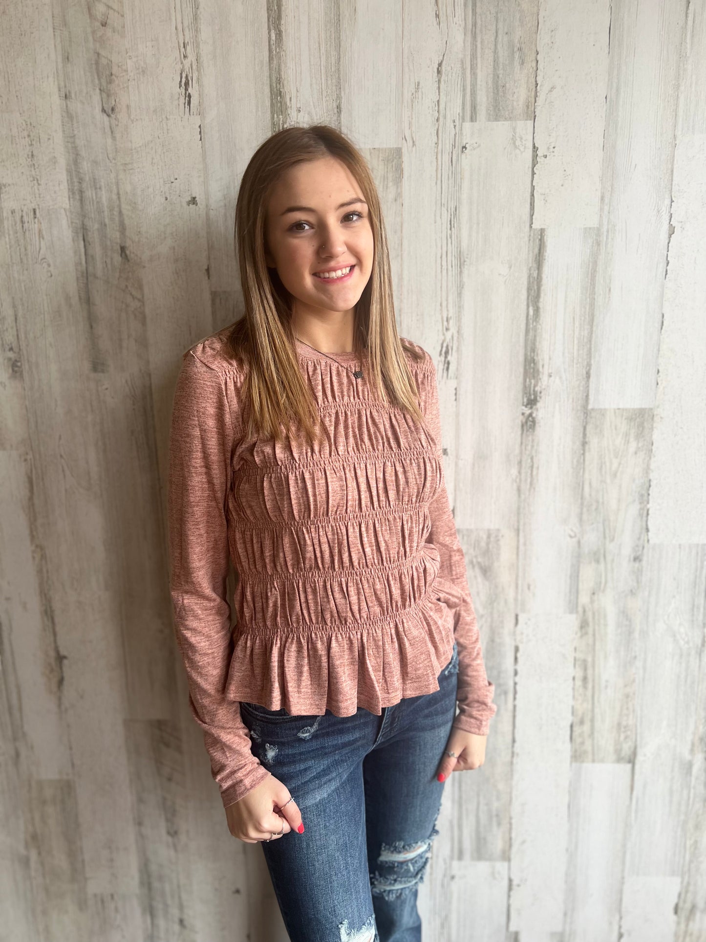 Dusty Rose Textured Top