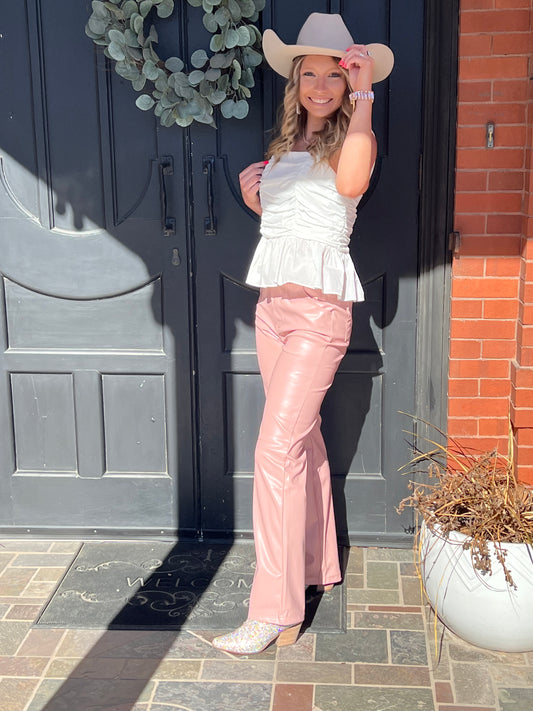 Light Pink Pleather Pants